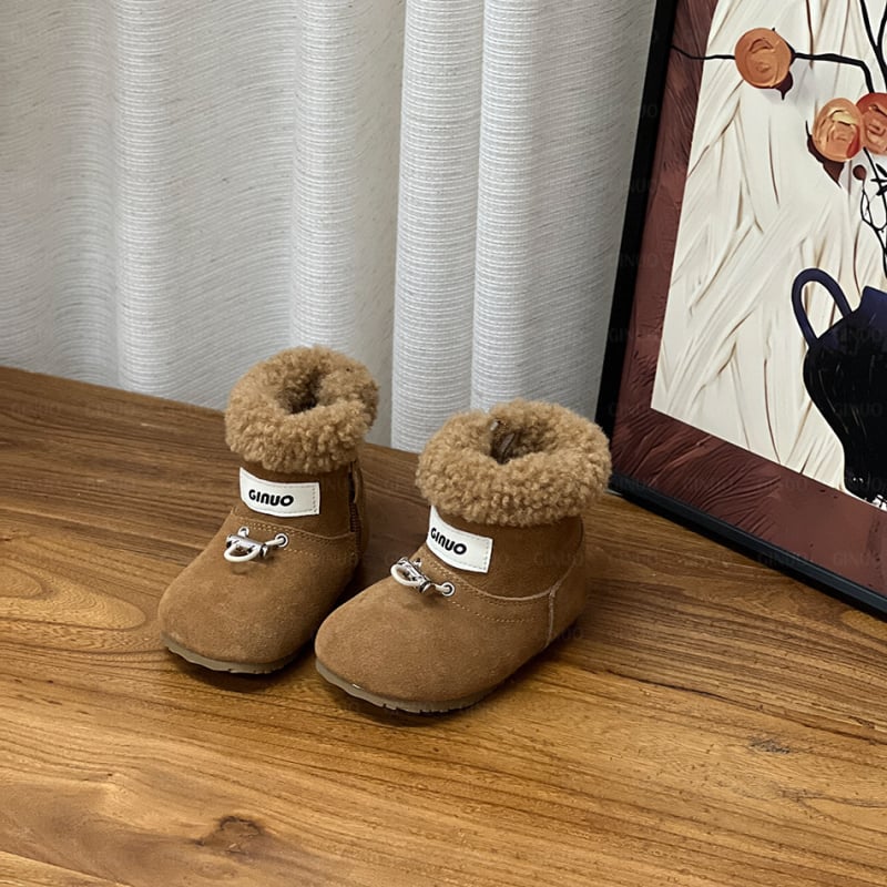 Unisex zimske dječje čizme za snijeg sa bočnim zatvaračem, gornji dio od split kože goveda, 12–36 mjeseci