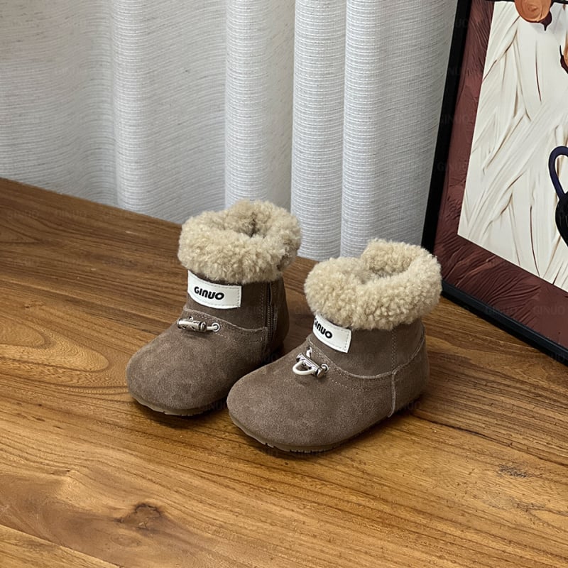 Unisex zimske dječje čizme za snijeg sa bočnim zatvaračem, gornji dio od split kože goveda, 12–36 mjeseci