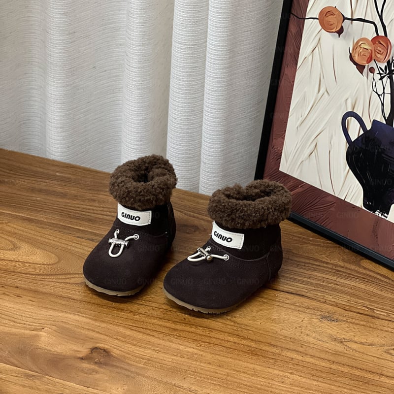 Unisex zimske dječje čizme za snijeg sa bočnim zatvaračem, gornji dio od split kože goveda, 12–36 mjeseci