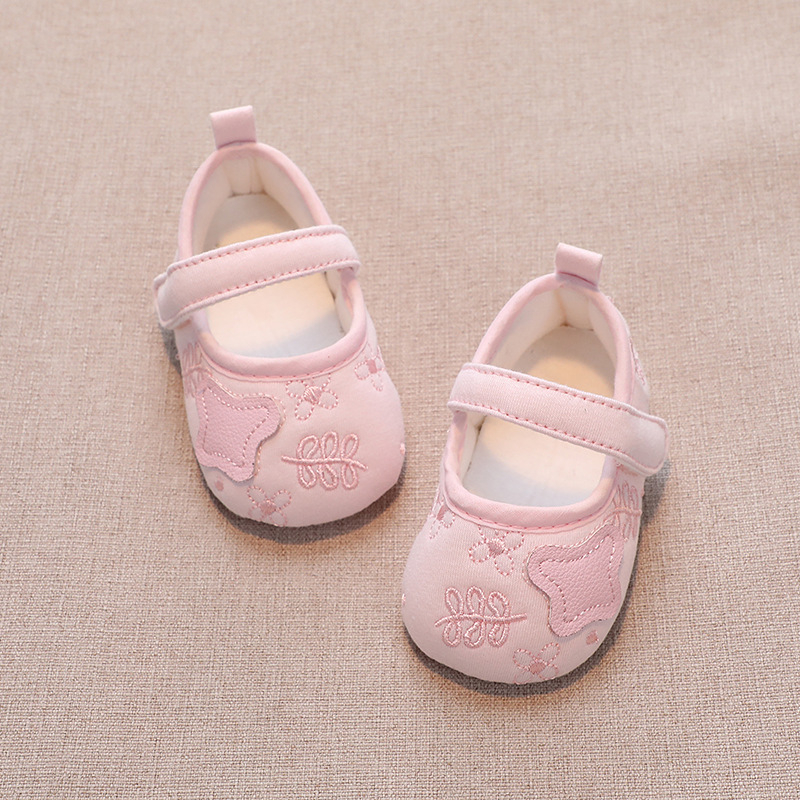 Princesių bateliai kūdikiams, korėjietiškas stilius, viršutinė dalis iš medvilnės, Velcro užsegimas, kvėpuojančios, neslidžios, 12–36 mėn