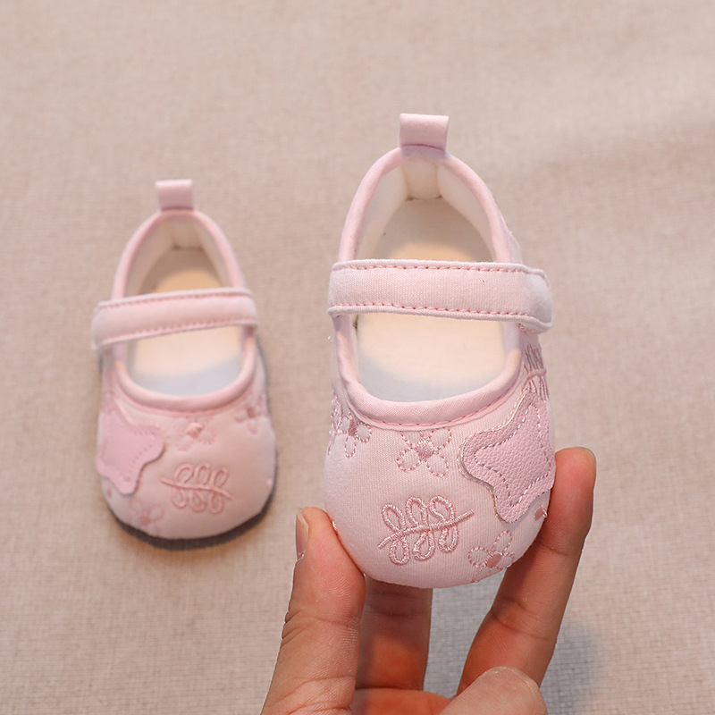 Princesių bateliai kūdikiams, korėjietiškas stilius, viršutinė dalis iš medvilnės, Velcro užsegimas, kvėpuojančios, neslidžios, 12–36 mėn