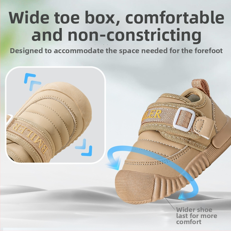 Mažų vaikų bateliai su mikropluošto odos viršutine dalimi, neslidūs ir atsparūs dėvėjimuisi, Velcro užsegimas, tinkami 12–36 mėnesiams, žemas profilis