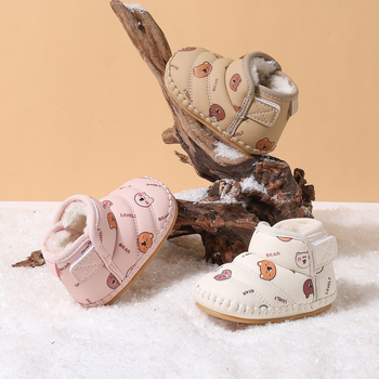 Kūdikio ir mažų vaikų bateliai su minkšta danga, fliso vidpadis, žieminiai bateliai, unisex, Velcro užsegimas, anti-slip padas, animacinio dizaino, amžiaus grupė 12–36 mėnesių ir 24–48 mėnesių