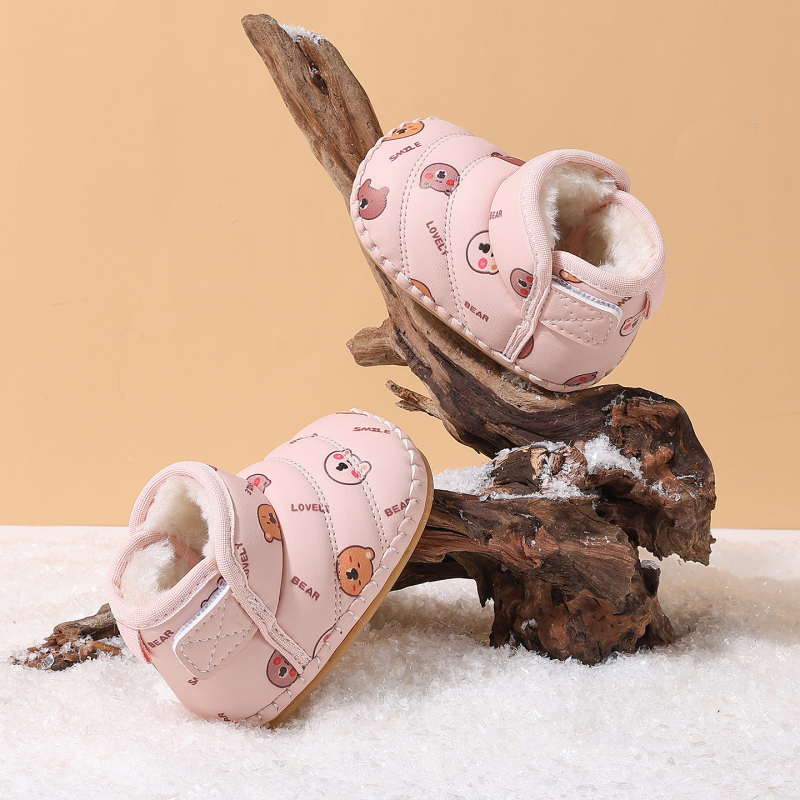 Kūdikio ir mažų vaikų bateliai su minkšta danga, fliso vidpadis, žieminiai bateliai, unisex, Velcro užsegimas, anti-slip padas, animacinio dizaino, amžiaus grupė 12–36 mėnesių ir 24–48 mėnesių