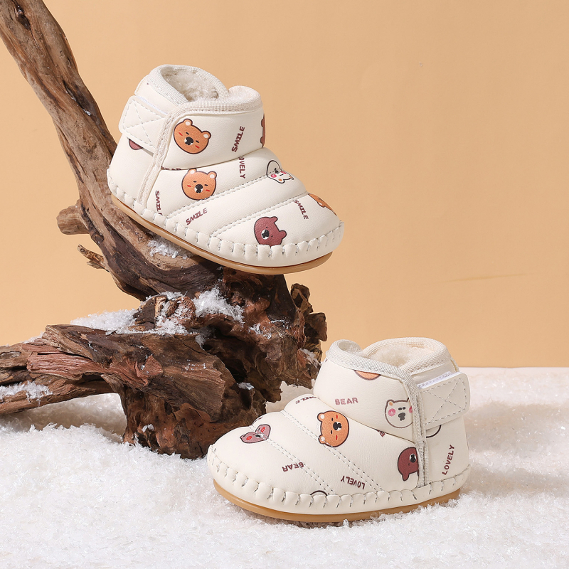 Kūdikio ir mažų vaikų bateliai su minkšta danga, fliso vidpadis, žieminiai bateliai, unisex, Velcro užsegimas, anti-slip padas, animacinio dizaino, amžiaus grupė 12–36 mėnesių ir 24–48 mėnesių