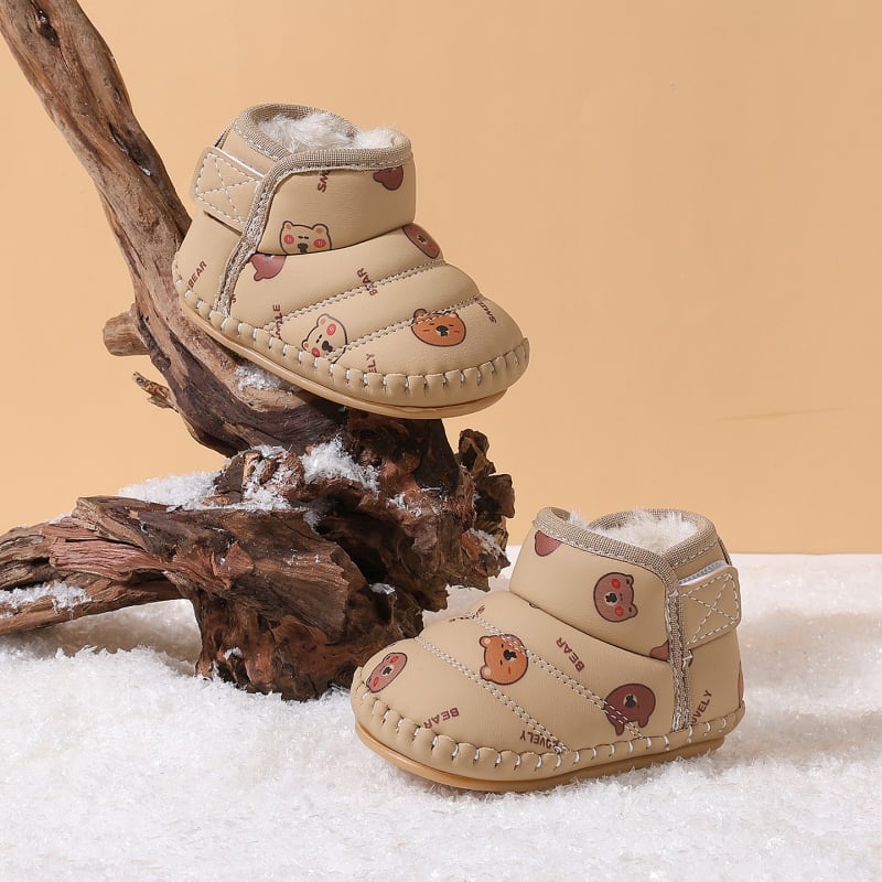 Kūdikio ir mažų vaikų bateliai su minkšta danga, fliso vidpadis, žieminiai bateliai, unisex, Velcro užsegimas, anti-slip padas, animacinio dizaino, amžiaus grupė 12–36 mėnesių ir 24–48 mėnesių