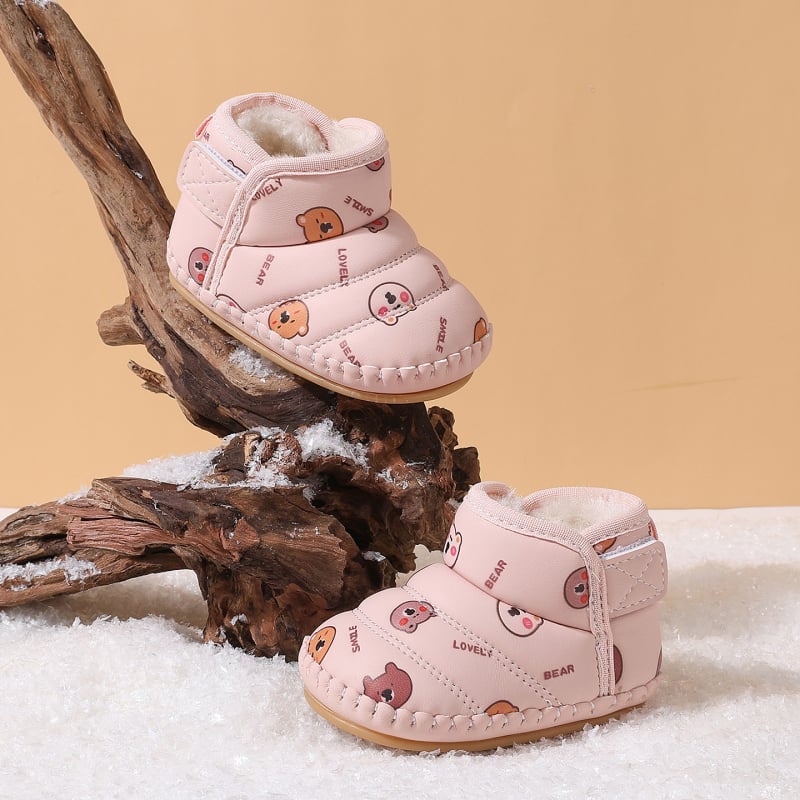 Kūdikio ir mažų vaikų bateliai su minkšta danga, fliso vidpadis, žieminiai bateliai, unisex, Velcro užsegimas, anti-slip padas, animacinio dizaino, amžiaus grupė 12–36 mėnesių ir 24–48 mėnesių