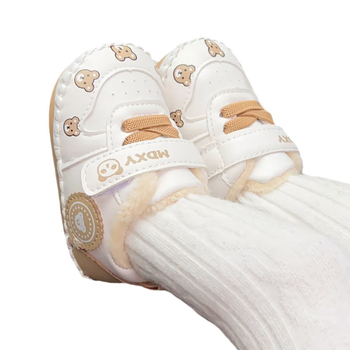 Zimske cipele za bebe s gumom na potplatu, gornji dio od umjetne kože, Velcro kopča, debeli topli sloj, za 6-12 mjeseci