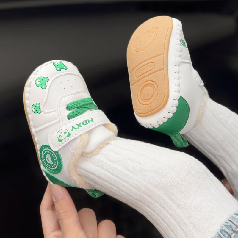 Zimske cipele za bebe s gumom na potplatu, gornji dio od umjetne kože, Velcro kopča, debeli topli sloj, za 6-12 mjeseci