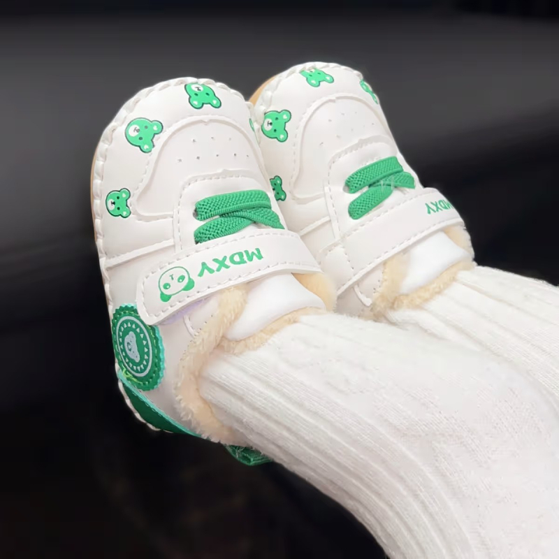 Zimske cipele za bebe s gumom na potplatu, gornji dio od umjetne kože, Velcro kopča, debeli topli sloj, za 6-12 mjeseci