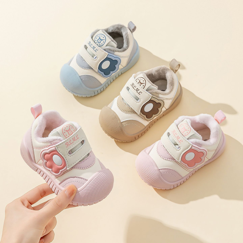 Зимни обувки за деца 12–36 месеца, унисекс, горна част от микрофибърна кожа, велкро закопчаване, противохлъзгаща подметка, топли и износоустойчиви