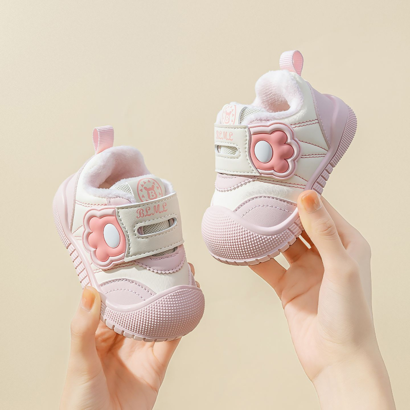 Зимни обувки за деца 12–36 месеца, унисекс, горна част от микрофибърна кожа, велкро закопчаване, противохлъзгаща подметка, топли и износоустойчиви