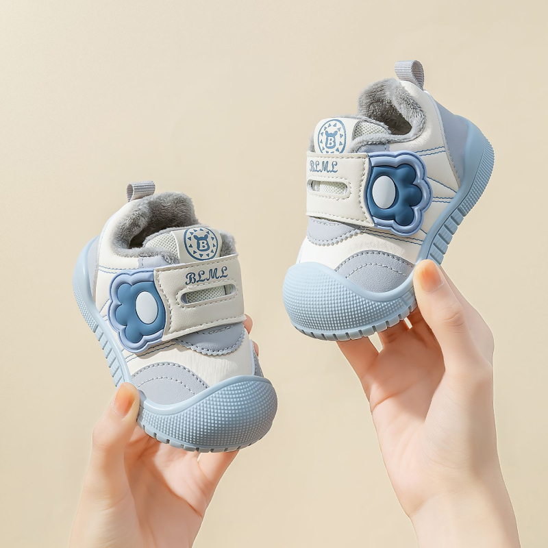 Зимни обувки за деца 12–36 месеца, унисекс, горна част от микрофибърна кожа, велкро закопчаване, противохлъзгаща подметка, топли и износоустойчиви