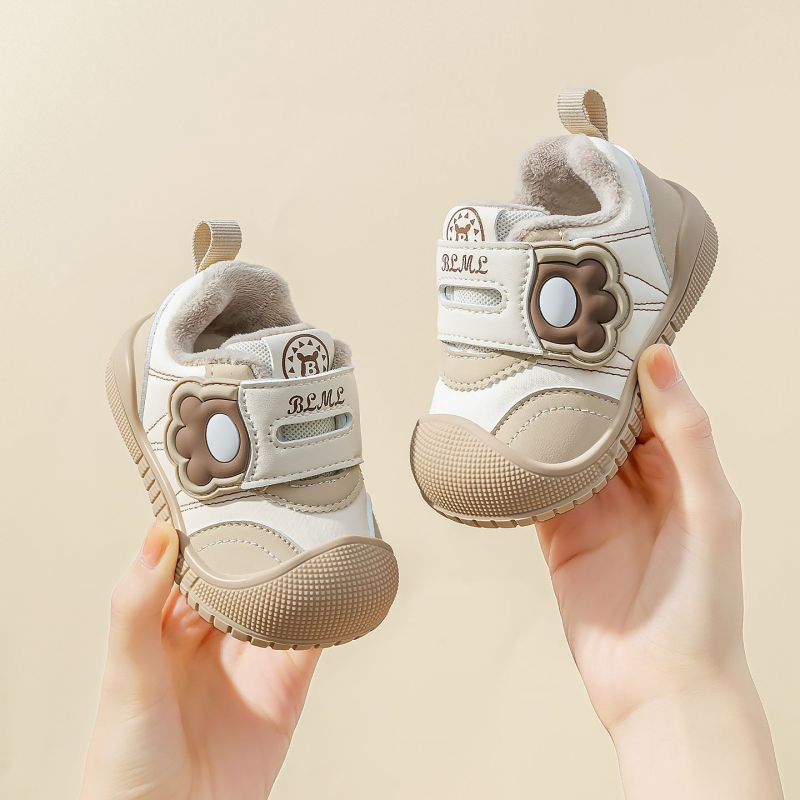 Зимни обувки за деца 12–36 месеца, унисекс, горна част от микрофибърна кожа, велкро закопчаване, противохлъзгаща подметка, топли и износоустойчиви