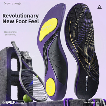 Športové vložky s podporou klenby a tlmením Poron — celá vložka, model 241116, materiály PU+Poron+Gel+jemný vlnený samet