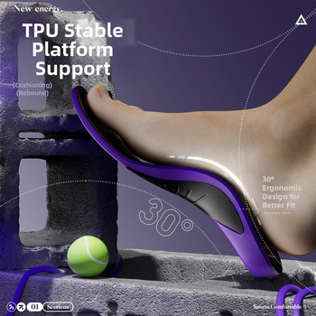 Športové vložky s podporou klenby a tlmením Poron — celá vložka, model 241116, materiály PU+Poron+Gel+jemný vlnený samet