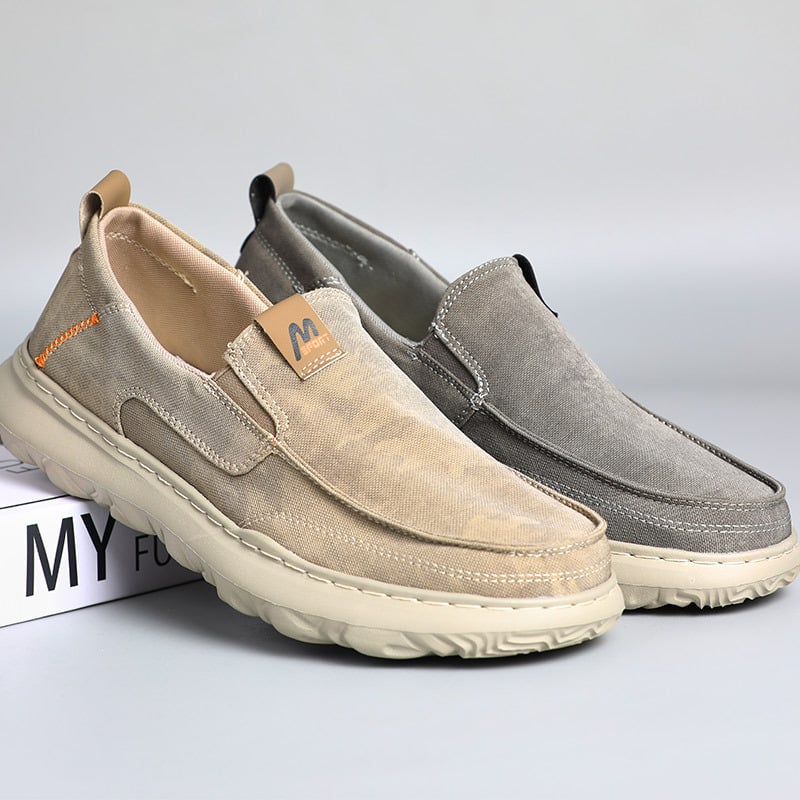 Muške platnene slip-on tenisice, prozračne, otporne na habanje, color-block uzorak, niski gornji dio, EVA đon