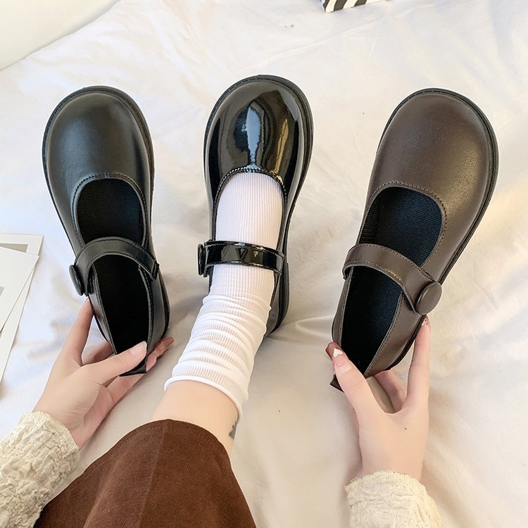 Mary Jane cipele s Velcro zatvaračem, PU gornji dio, gumena potplat, visina peta 3–6 cm
