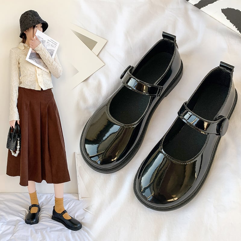 Mary Jane cipele s Velcro zatvaračem, PU gornji dio, gumena potplat, visina peta 3–6 cm