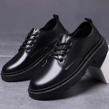 Muške cipele od PU kože, casual/poslovni stil, vezanje, okrugli nos, plastični potplat