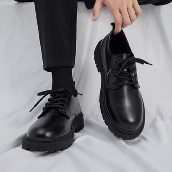 Muške cipele od PU kože, casual/poslovni stil, vezanje, okrugli nos, plastični potplat