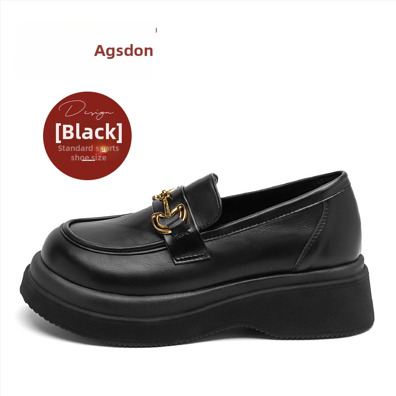 Ženske loaferice: okrugli vrh, gornji dio od umjetne kože, slip-on, školski stil, debela potplata PVC, srednja visina peta 3–5 cm
