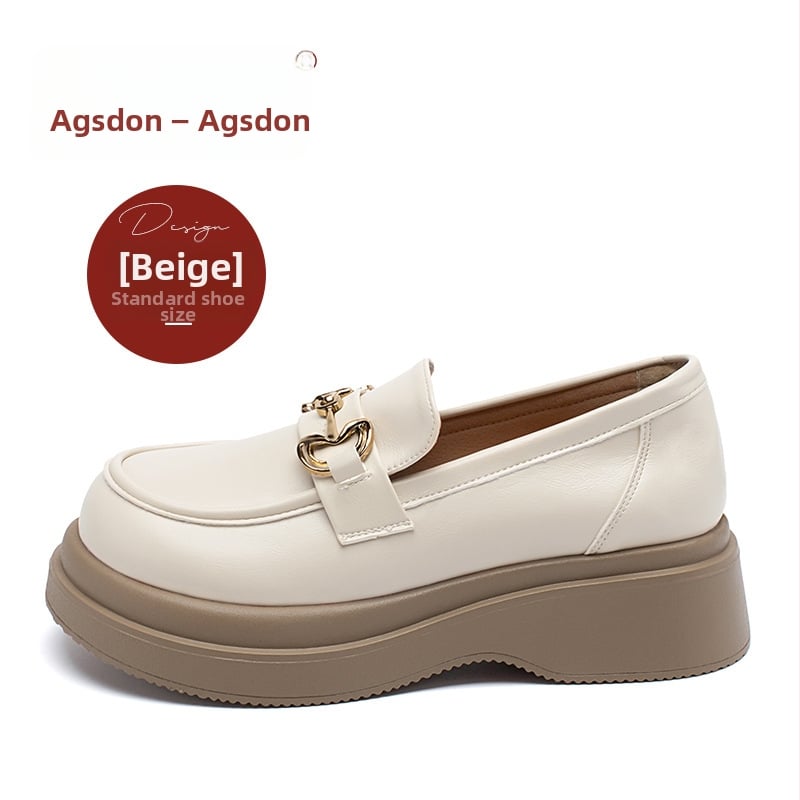 Ženske loaferice: okrugli vrh, gornji dio od umjetne kože, slip-on, školski stil, debela potplata PVC, srednja visina peta 3–5 cm