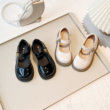 Lányoknak szóló Mary Jane cipő PU bőr – tavasz–ősz, Velcro-zár, gumírozott talp, brit stílus