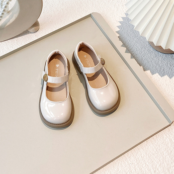 Lányoknak szóló Mary Jane cipő PU bőr – tavasz–ősz, Velcro-zár, gumírozott talp, brit stílus