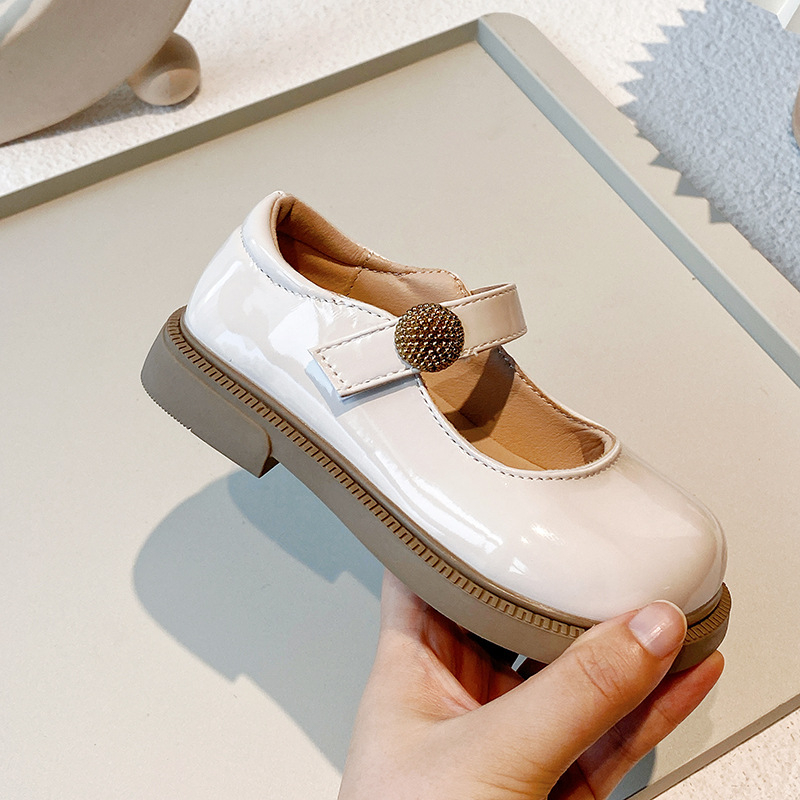 Lányoknak szóló Mary Jane cipő PU bőr – tavasz–ősz, Velcro-zár, gumírozott talp, brit stílus