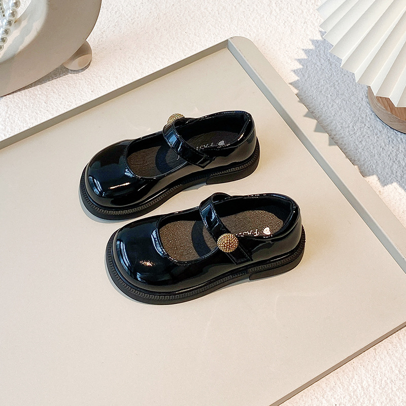 Lányoknak szóló Mary Jane cipő PU bőr – tavasz–ősz, Velcro-zár, gumírozott talp, brit stílus