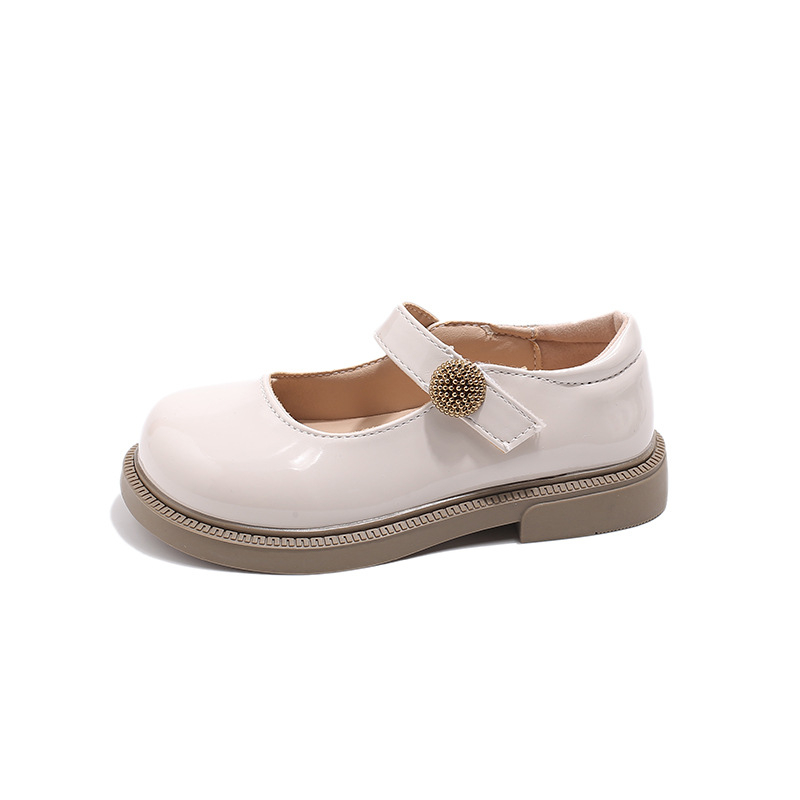 Lányoknak szóló Mary Jane cipő PU bőr – tavasz–ősz, Velcro-zár, gumírozott talp, brit stílus