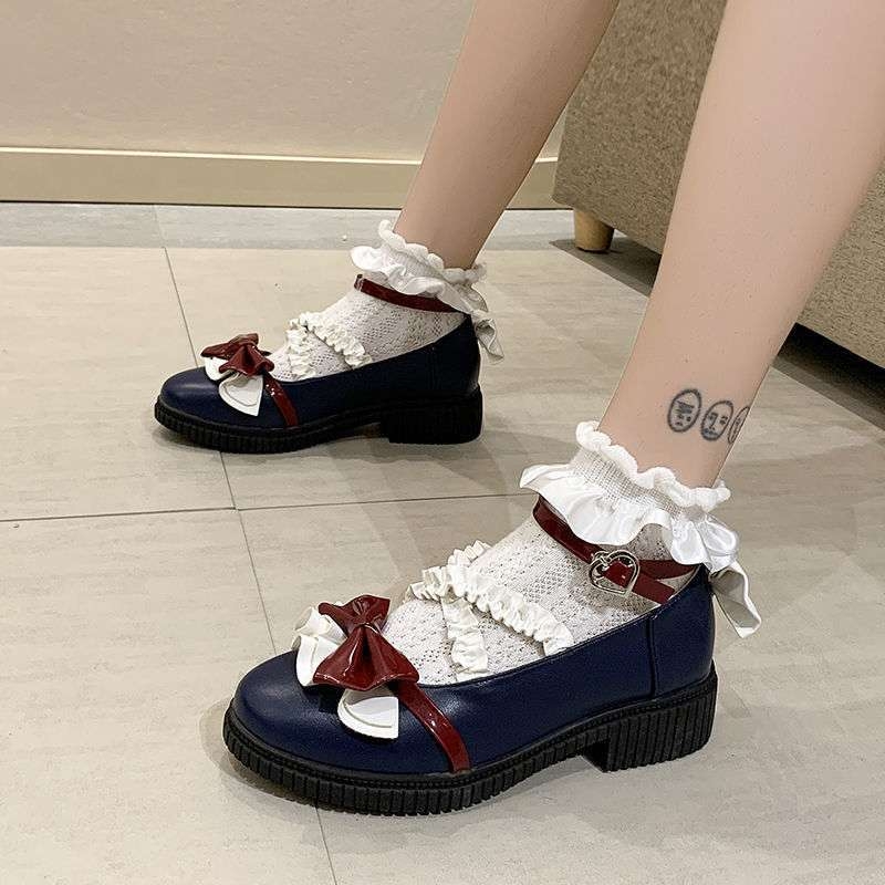 Női Mary Jane cipő - kerek orr, PU felsőrész, japán stílus, vastag sarok (>8 cm), belső mikroszálas bélés