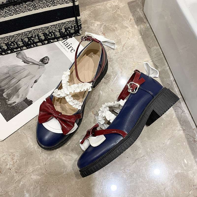 Női Mary Jane cipő - kerek orr, PU felsőrész, japán stílus, vastag sarok (>8 cm), belső mikroszálas bélés