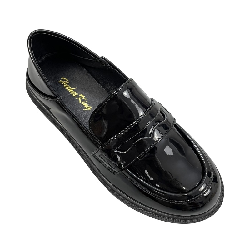 Gyerekeknek szóló loaferek, brit stílus, Microfiber bőrből készült felső rész, PU bélés, gumírozott talp