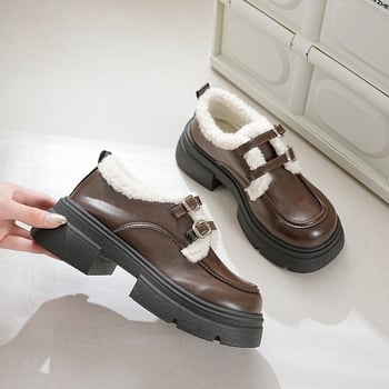 Loafers Mary Jane s PU gornjim dijelom, platforma visine 3–5 cm, gumena potplat, tekstilna uloška