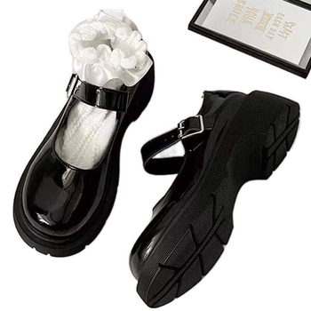 Mary Jane lapos cipő | PU bőr felsőrész, Velcro zár, alacsony sarok, PU belsőbetét