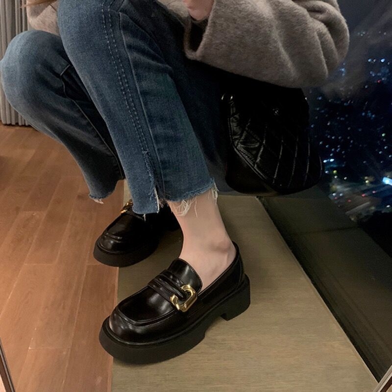 Ženske ravne cipele – Loafer u korejskom stilu, PU gornji dio, PU ulošak, gumeni potplat, slip-on
