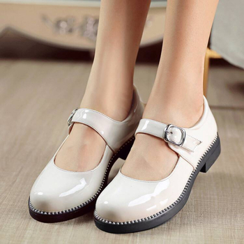 Lányoknak hercegnő-stílusú balerina cipő csattal, PU felső rész, gumi talp, csúszásmentes, minden évszakban