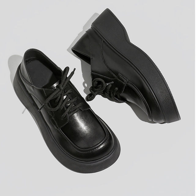 Loafery s šnúrkami z mikrovlákna, zaoblená špička, gumová podrážka, platforma 3–5 cm, preppy casual štýl