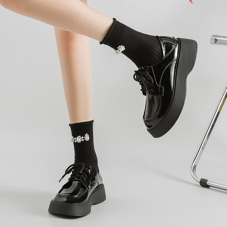 Loafery s šnúrkami z mikrovlákna, zaoblená špička, gumová podrážka, platforma 3–5 cm, preppy casual štýl