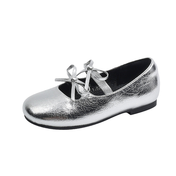 Pantofi slip-on pentru fete, stil retro, cu funda – din microfibră, căptușeală PU, talpă PVC, respirabili, antiderapante, durabili (vârsta 4–12 ani)