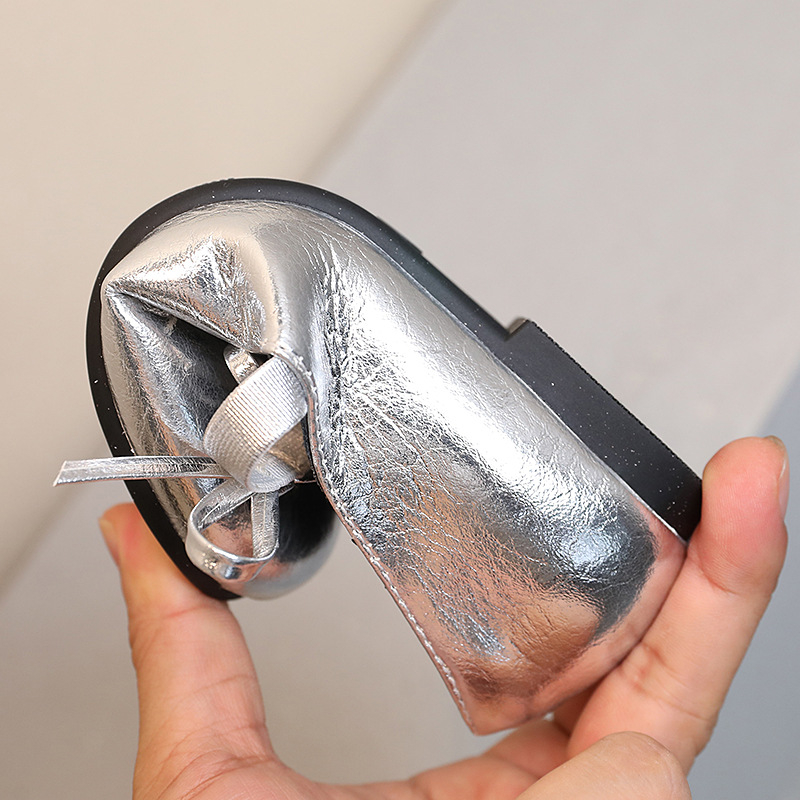 Pantofi slip-on pentru fete, stil retro, cu funda – din microfibră, căptușeală PU, talpă PVC, respirabili, antiderapante, durabili (vârsta 4–12 ani)