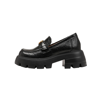 Ženske casual kožne loaferice - okrugli nos, gornji dio od mikrovlakana, skriveni peta 6–8 cm, gumena potplata