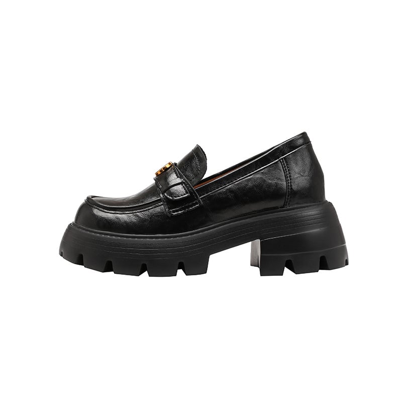 Ženske casual kožne loaferice - okrugli nos, gornji dio od mikrovlakana, skriveni peta 6–8 cm, gumena potplata