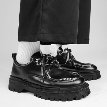 Pánske pohodlné kožené loafers s PU vrchnou, gumovou podrážkou, guľatou špičkou, nízky podpätok 1–3 cm, jesenný štýl