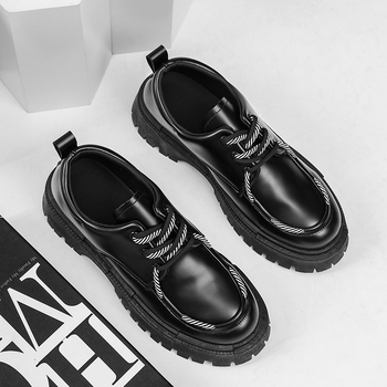 Pánske pohodlné kožené loafers s PU vrchnou, gumovou podrážkou, guľatou špičkou, nízky podpätok 1–3 cm, jesenný štýl