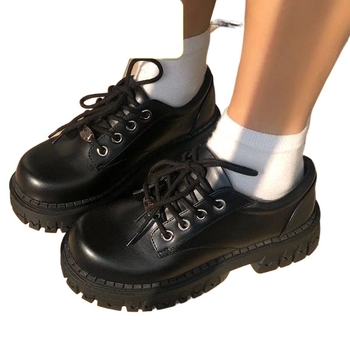 Ravne cipele Mary Jane, PU gornji dio, zatvaranje šnurikama, niski mačji pet