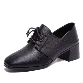 Princess Jane dámske oxfordky z split kože – britský štýl, štvorcový nos, vrchná časť zo split kože, stredný podpätok 3-6 cm, šnurovanie