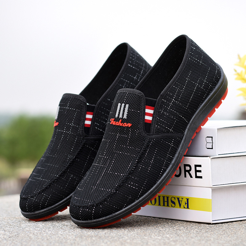 Muške platnene slip-on tenisice s kariranim uzorkom, gumeni potplat, nizak potpetica 1–3 cm